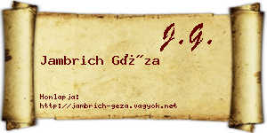 Jambrich Géza névjegykártya